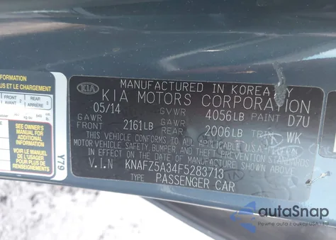 2015 Kia Forte Sx из США, поврежденный, VIN KNAFZ5A34F5283713